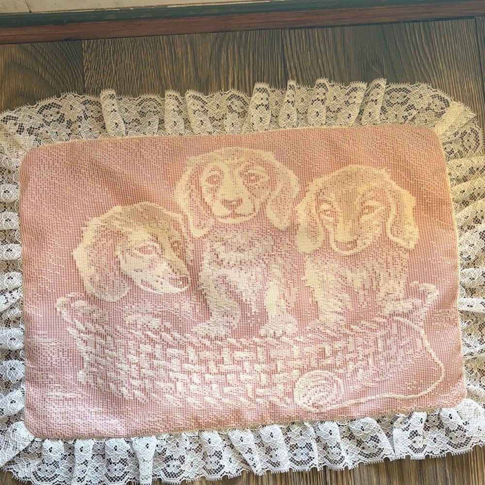 Vintage Pink Lace Dog Pillow